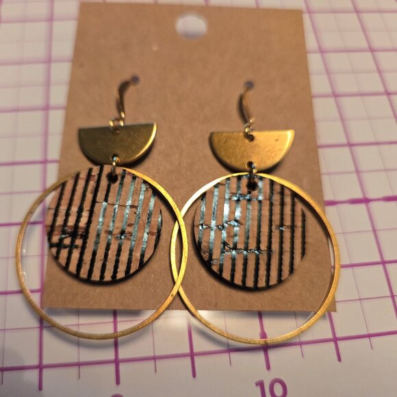 Jewelry - 4/$20 Tan and Black Leather Earrings - NEW